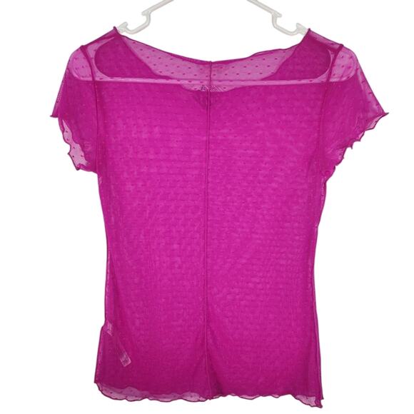 Free People Intimately Sheer Mesh Top Retro Inspired Y2K Girlhood Barbie - Picture 2 of 7